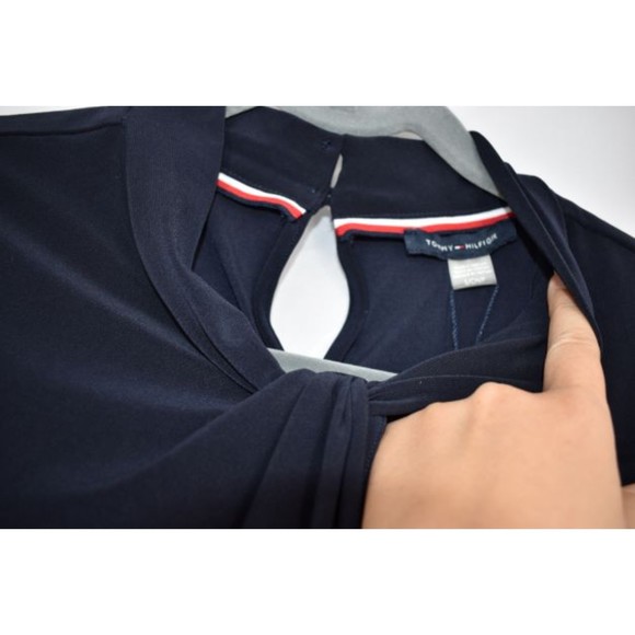 Tommy Hilfiger NWT Sleeveless Jersey Knit Keyhole Knot Neck Navy Small New - Picture 7 of 10